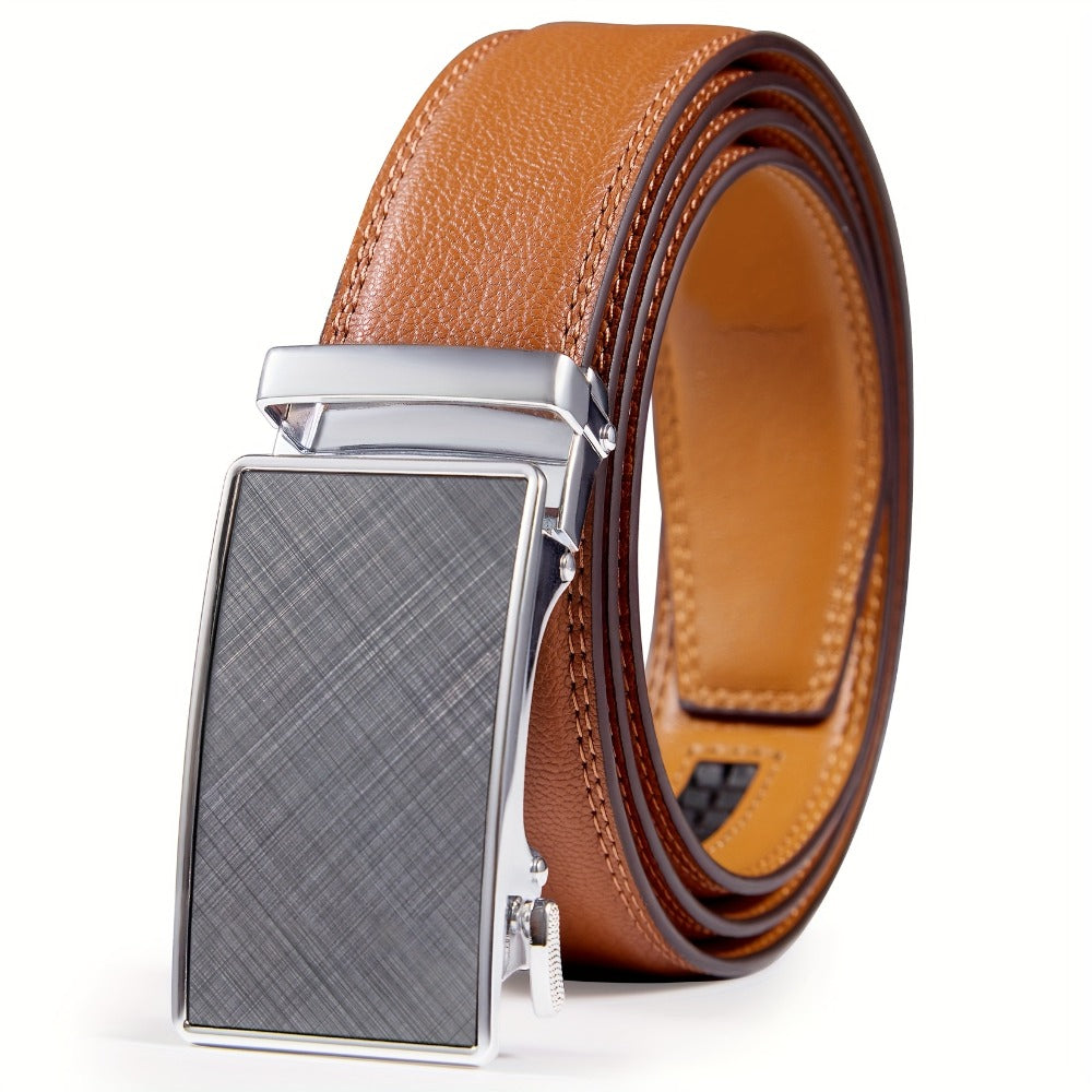 Men's Belt - Ratchet for 35mm Genuine Leather No-Hole Adjustable with Automatic Buckle - product detail view 7