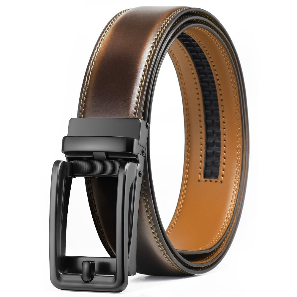 Men's Belt - Ratchet for Premium Leather Slide Automatic Click Buckle No-Hole - product detail view 10