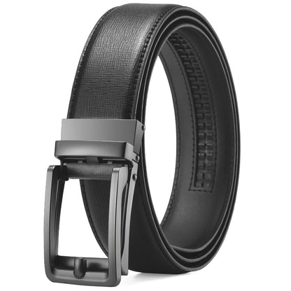 Men's Belt - Ratchet for Premium Leather Slide Automatic Click Buckle No-Hole - product detail view 12