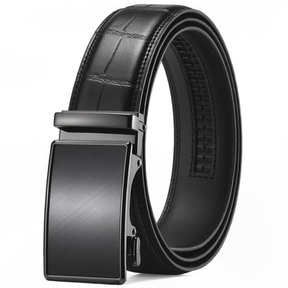 Men's Belt - Ratchet for Premium Leather Slide Automatic Click Buckle No-Hole - product detail view 17