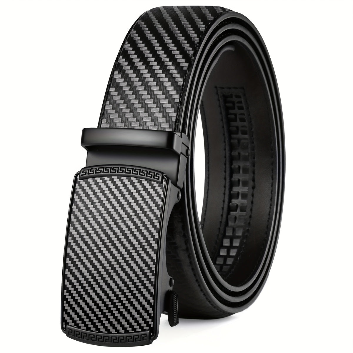 Men's Belt - Ratchet for Premium Leather Slide Automatic Click Buckle No-Hole - product detail view 20