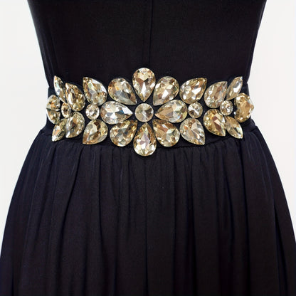 Women's Belt - Rhinestone Beaded Stretch for Shiny Big Glass Gem Exaggerated Glamour - product detail view 19