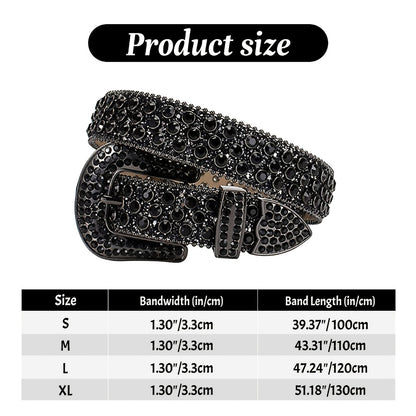 Women's Belt - Rhinestone Crystal Studded Punk Hip Hop Gothic Adjustable Waist for Jeans - product detail view 6