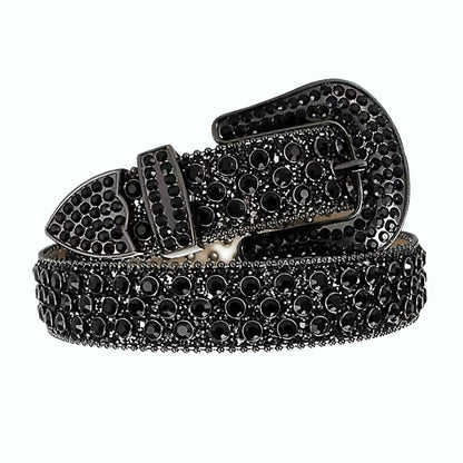 Women's Belt - Rhinestone Crystal Studded Punk Hip Hop Gothic Adjustable Waist for Jeans - product detail view 7