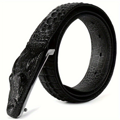 Men's Belt - 's Crocodile Embossed Two-Layer Genuine Cowhide Leather, 4 Colors, Waist - product detail view 3