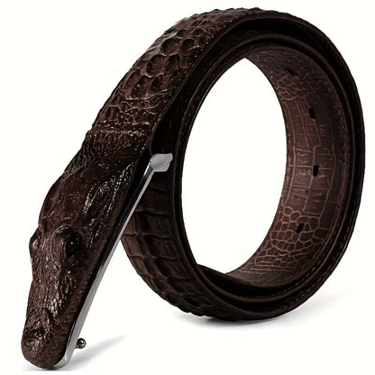 Men's Belt - 's Crocodile Embossed Two-Layer Genuine Cowhide Leather, 4 Colors, Waist - product detail view 5