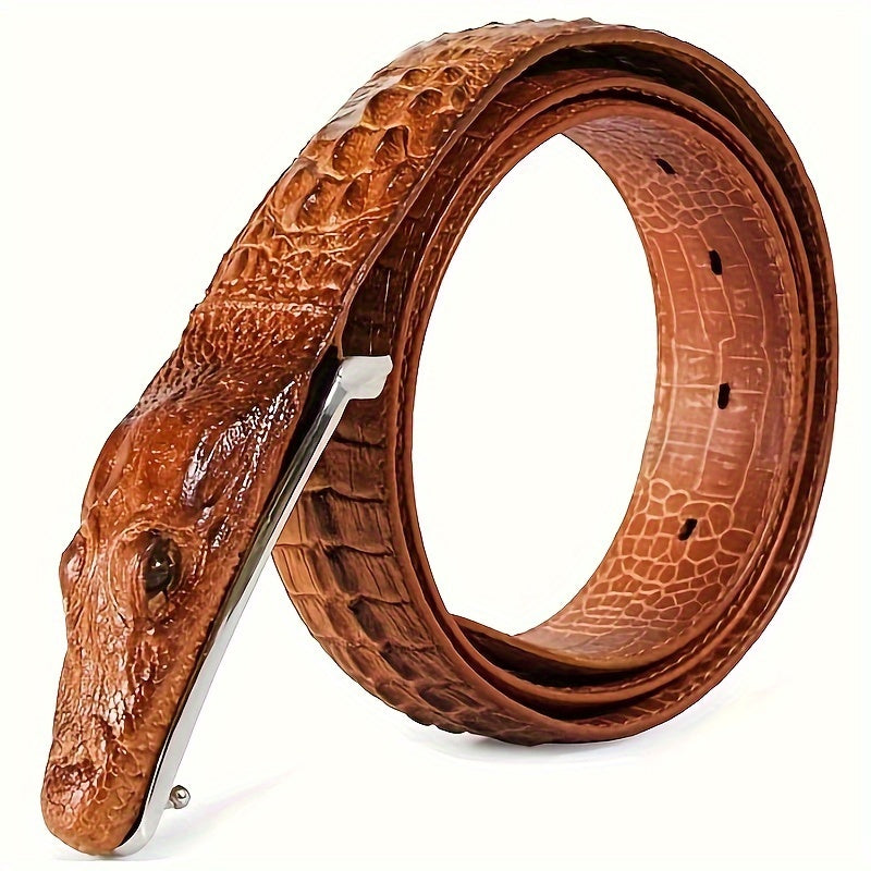 Men's Belt - 's Crocodile Embossed Two-Layer Genuine Cowhide Leather, 4 Colors, Waist - product detail view 14