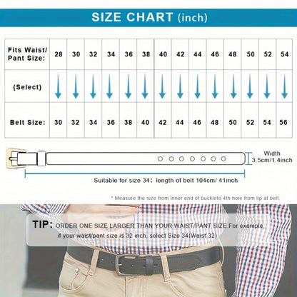 Men's Belt - 's Full Grain Leather Single & 2-Pack Bundle Classic Business Casual Dress - product detail view 2