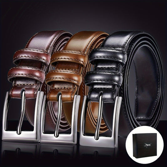 Men's Belt - 's Genuine Leather Gift Box Set Zinc Alloy Golden Buckle Dress for Jeans & - main product view