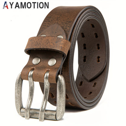 Men's Belt - 's Genuine Leather Handmade 1.2" Wide Full Grain Leather Work & Jeans - product detail view 17