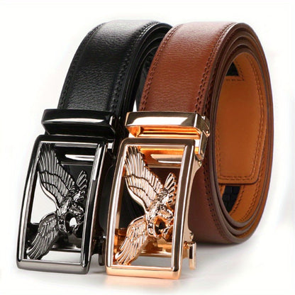 Men's Belt - 's Genuine Leather Set 2-Pack Automatic Ratchet Buckle, Adjustable 110 - main product view