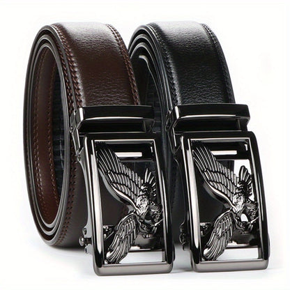 Men's Belt - 's Genuine Leather Set 2-Pack Automatic Ratchet Buckle, Adjustable 110 - product detail view 6