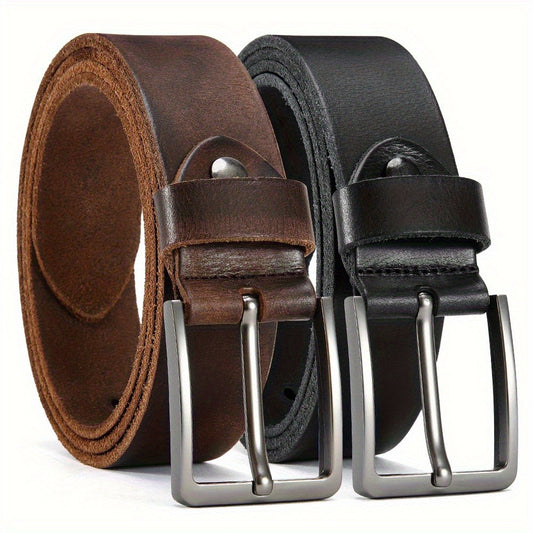 Men's Belt - 's Genuine Leather Set 2-Pack Alloy Pin Buckle, 4 Color Combos, Waist 30 - main product view