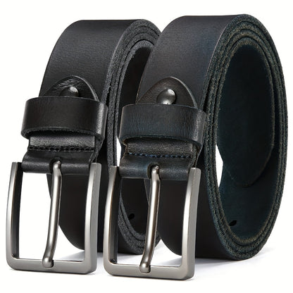 Men's Belt - 's Genuine Leather Set 2-Pack Alloy Pin Buckle, 4 Color Combos, Waist 30 - product detail view 19