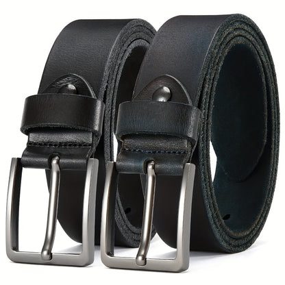 Men's Belt - 's Genuine Leather Set 2-Pack Alloy Pin Buckle, 4 Color Combos, Waist 30 - product detail view 22