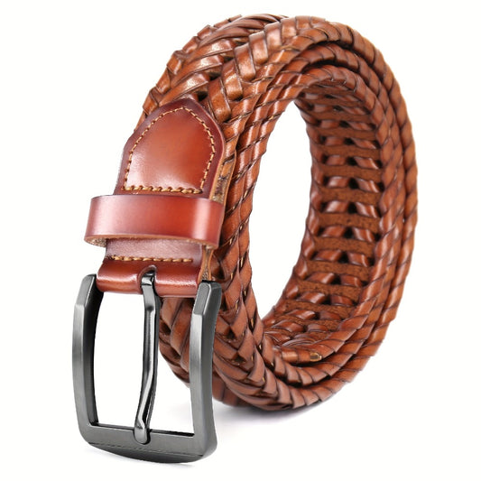 Men's Belt - 's Leather Braided Casual Dress for Jeans Golf Pants, 5 Colors, Sizes 34 - main product view