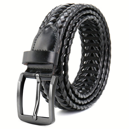Men's Belt - 's Leather Braided Casual Dress for Jeans Golf Pants, 5 Colors, Sizes 34 - product detail view 3