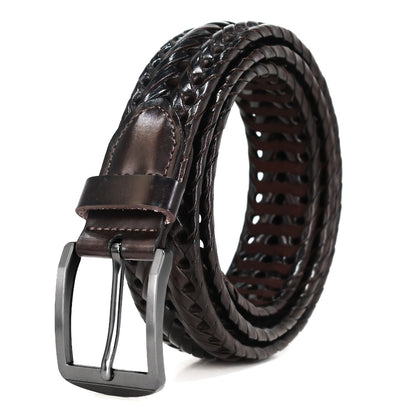 Men's Belt - 's Leather Braided Casual Dress for Jeans Golf Pants, 5 Colors, Sizes 34 - product detail view 6