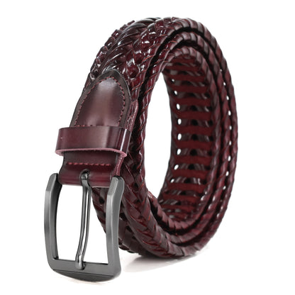 Men's Belt - 's Leather Braided Casual Dress for Jeans Golf Pants, 5 Colors, Sizes 34 - product detail view 15