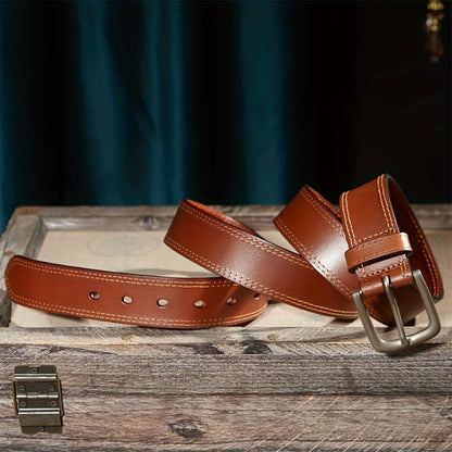Men's Belt - 's Leather Full Grain Genuine Leather Handmade Dress Stainless Steel - product detail view 19