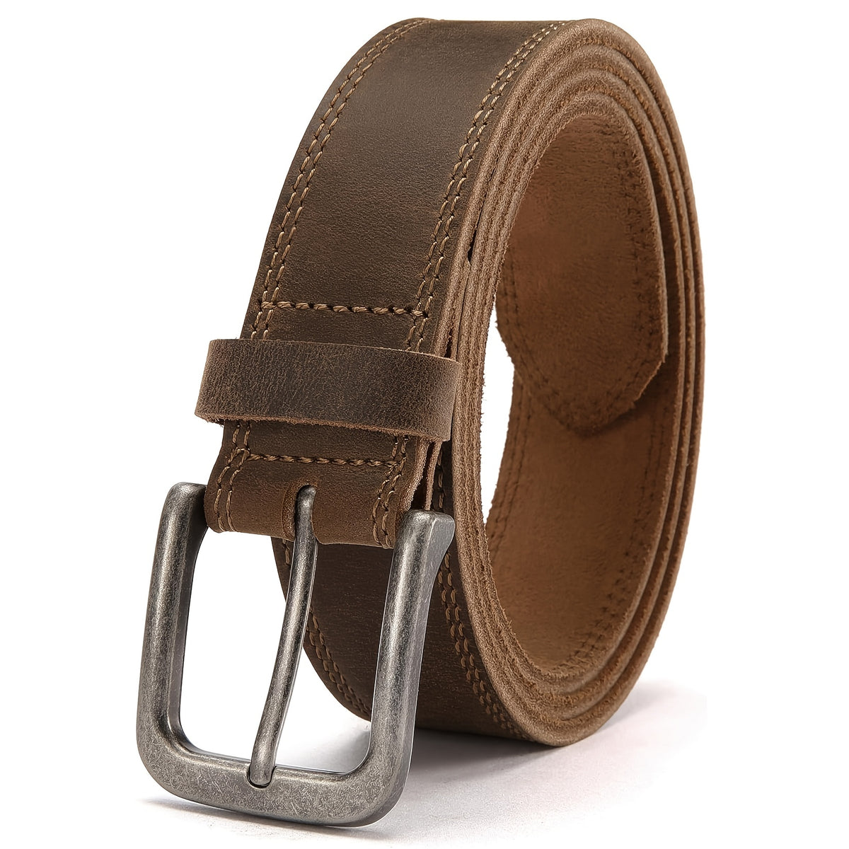 Men's Belt - 's Leather Full Grain Genuine Leather Handmade Dress Stainless Steel - product detail view 37