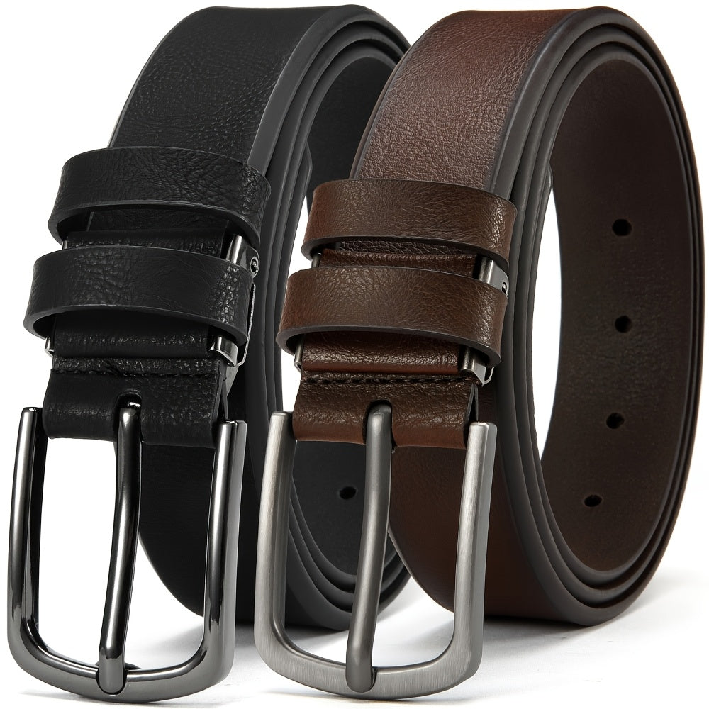 Men's Belt - 's Leather Gift Set 2 Pack Cowhide Pin Buckle Casual Vintage Jeans with - product detail view 25