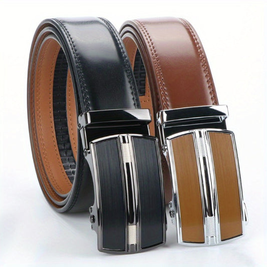Men's Belt - 's Leather Ratchet 2-Pack Automatic Buckle Genuine Leather Adjustable No - main product view