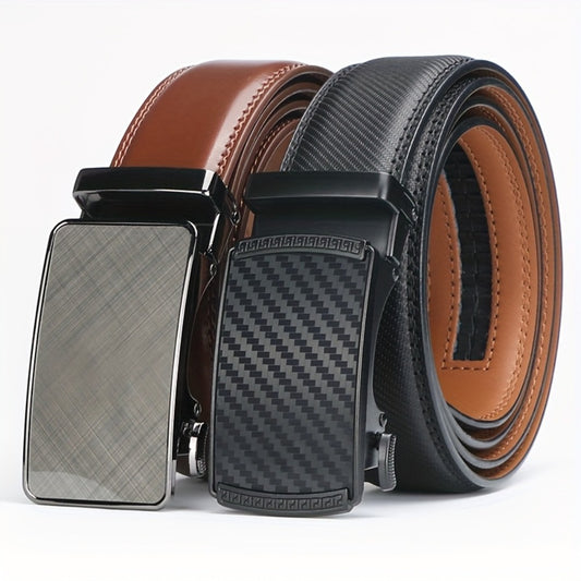 Men's Belt - 's Leather Ratchet Automatic Buckle Adjustable Trim-to-Fit No Hole Design - main product view