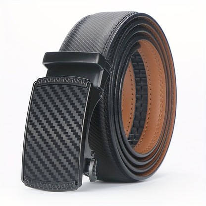 Men's Belt - 's Leather Ratchet Automatic Buckle Adjustable Trim-to-Fit No Hole Design - product detail view 5