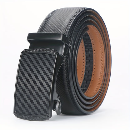 Men's Belt - 's Leather Ratchet Automatic Buckle Adjustable Trim-to-Fit No Hole Design - product detail view 24