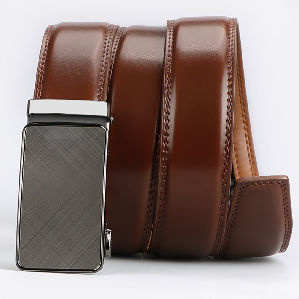 Men's Belt - 's Leather Ratchet Genuine Leather Automatic Buckle No-Hole Stepless - product detail view 20