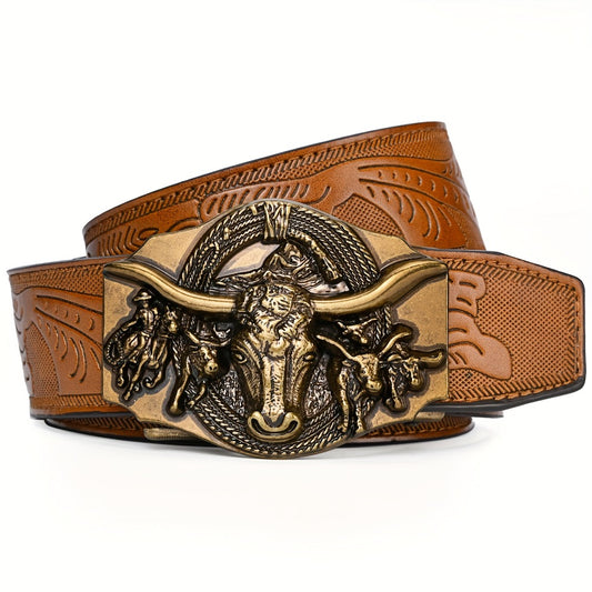Men's Belt - 's Ratchet Automatic Click Buckle Faux Leather No Hole Adjustable Western - main product view