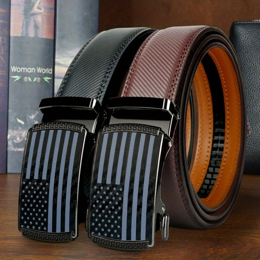 Men's Belt - 's Ratchet Set 2-Pack American Flag Design, Automatic Slide Buckle, Split - main product view