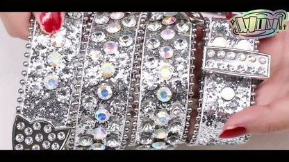Women's Belt - 's Rhinestone Polka Dot PU Leather Shiny Alloy Buckle Glam Street Style - product detail view 12
