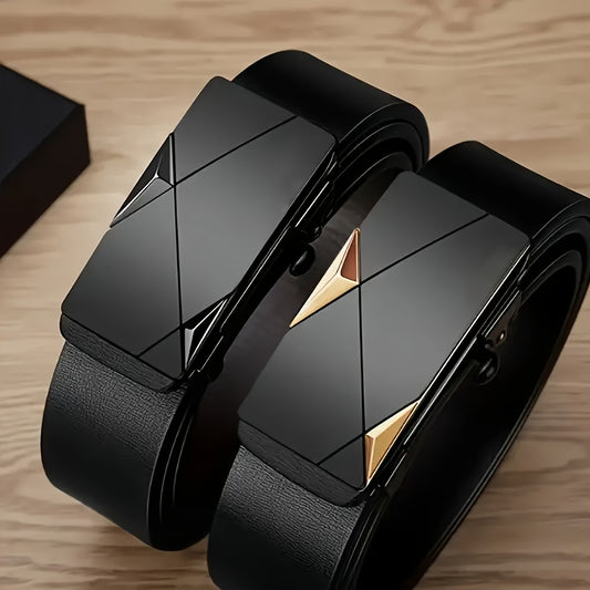 Men's Belt - 's Sliding Automatic Buckle No Hole Ratchet Design Black Adjustable - main product view