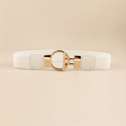 Women's Belt - 's Wide Waist Set 3 Pack Elastic Round Buckle Solid Color Waistband Cinch - product detail view 12