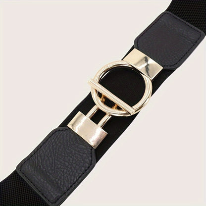 Women's Belt - 's Wide Waist Set 3 Pack Elastic Round Buckle Solid Color Waistband Cinch - product detail view 14