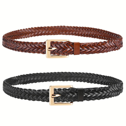 Women's Belt - Skinny Braided for 2 Pack - 3/4" Thin Woven Waist Set for Dresses Jeans - main product view