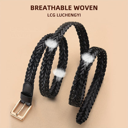 Women's Belt - Skinny Braided for 2 Pack - 3/4" Thin Woven Waist Set for Dresses Jeans - product detail view 5