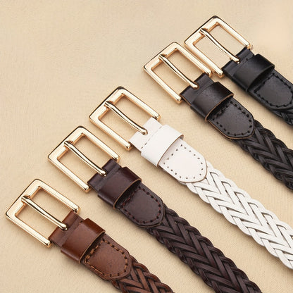 Women's Belt - Skinny Braided for 2 Pack - 3/4" Thin Woven Waist Set for Dresses Jeans - product detail view 10