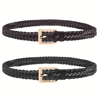 Women's Belt - Skinny Braided for 2 Pack - 3/4" Thin Woven Waist Set for Dresses Jeans - product detail view 13