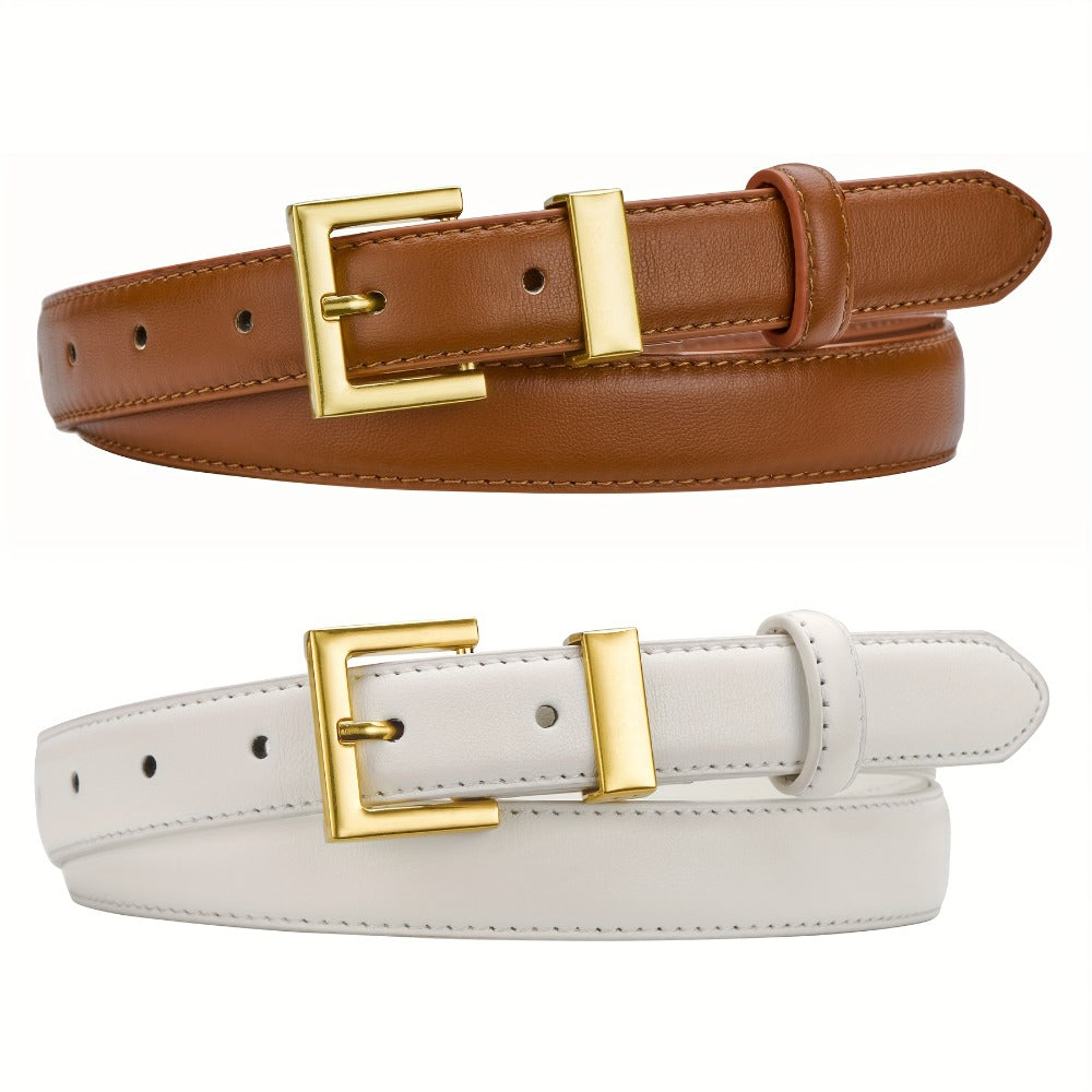 Women's Belt - Square Buckle Set 2pcs for | Gold Square Buckle Waist for Jeans Dresses - product detail view 3
