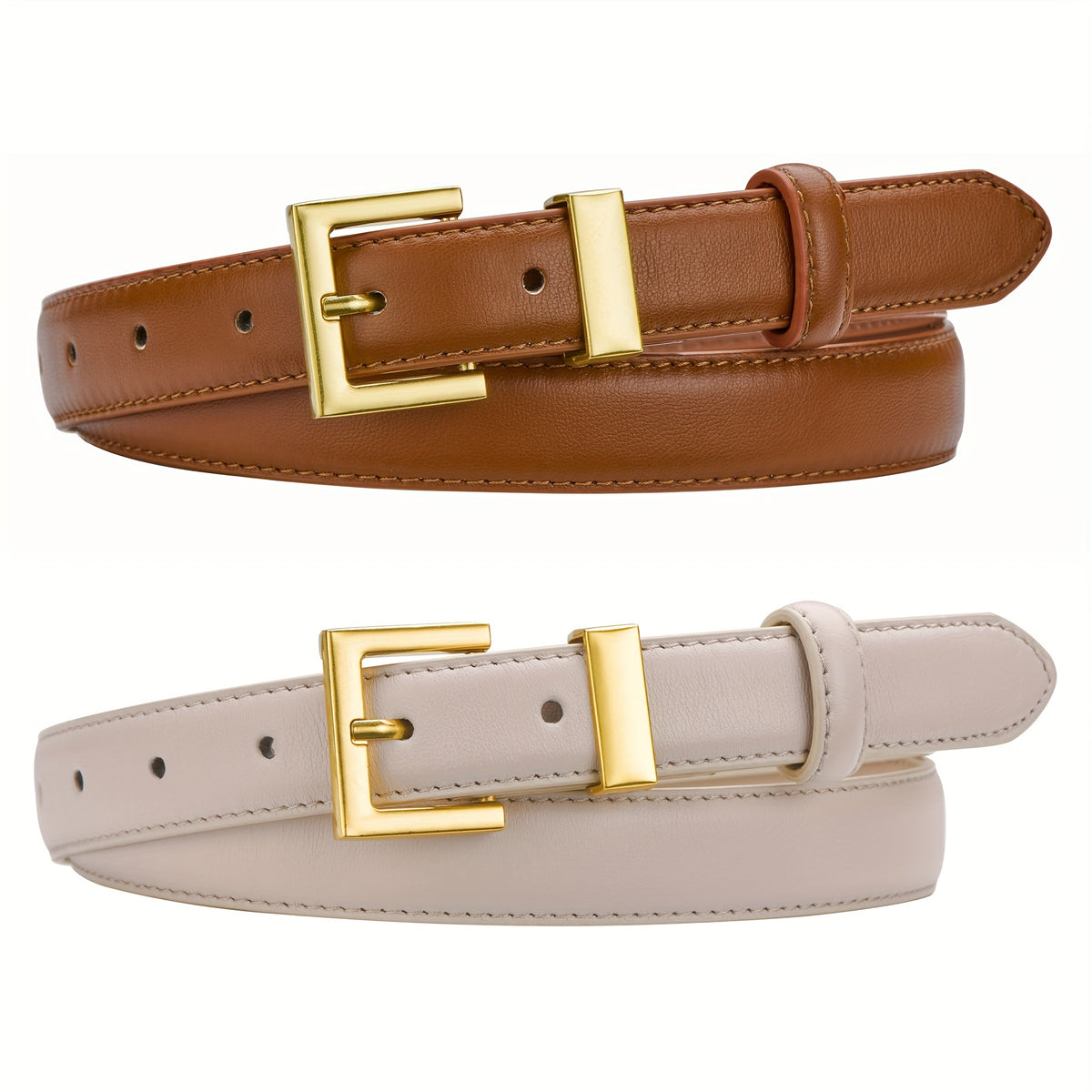 Women's Belt - Square Buckle Set 2pcs for | Gold Square Buckle Waist for Jeans Dresses - product detail view 19