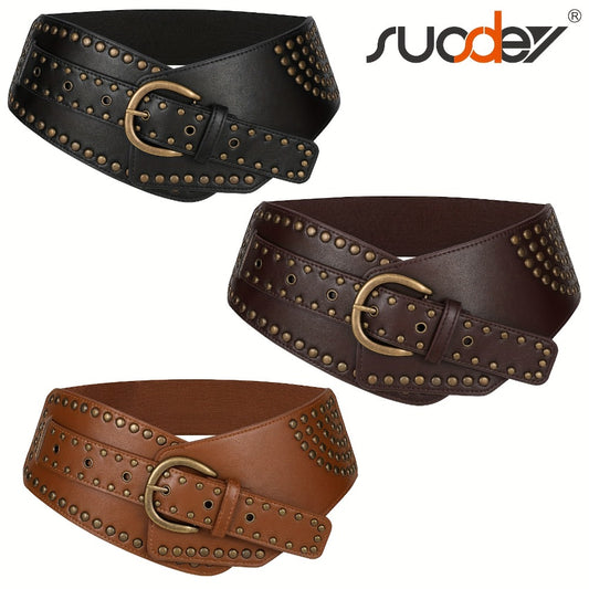 Women's Belt - Vintage Wide for - Elastic Waistband with Alloy Buckle, Retro Style Wide - main product view