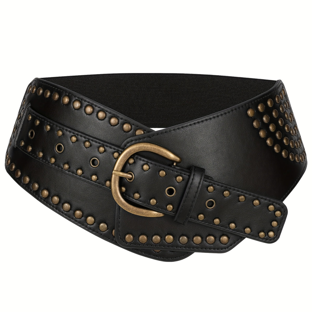 Women's Belt - Vintage Wide for - Elastic Waistband with Alloy Buckle, Retro Style Wide - product detail view 15