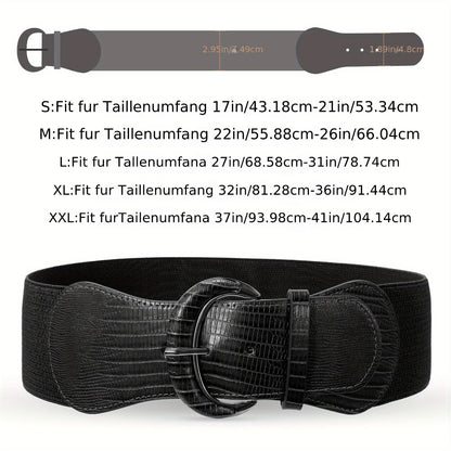 Women's Belt - Wide for 2Pcs Set - Elastic Needle Buckle Waist for Dresses, Black Red & - product detail view 6
