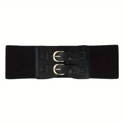 Women's Belt - Wide Corset for Bimetallic Buckle Elastic Waist - Casual Dress Shirt - product detail view 4