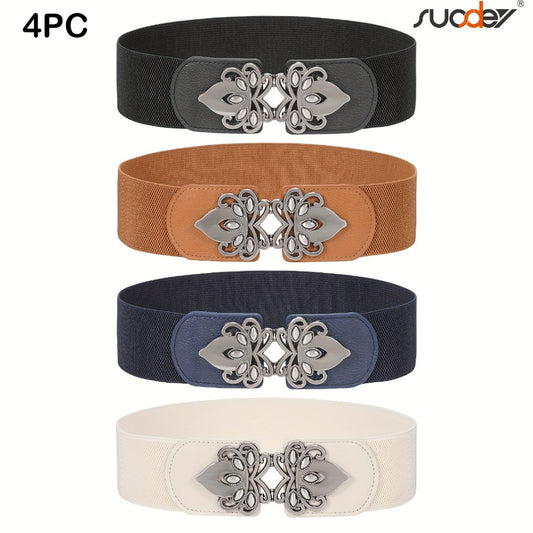 Women's Belt - Wide Elastic Waist 4 Pack Vintage Elastic Tie Waistband Corset Set Boho - main product view