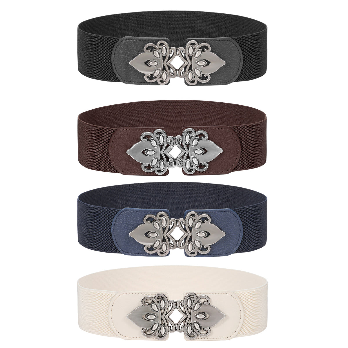 Women's Belt - Wide Elastic Waist 4 Pack Vintage Elastic Tie Waistband Corset Set Boho - product detail view 17