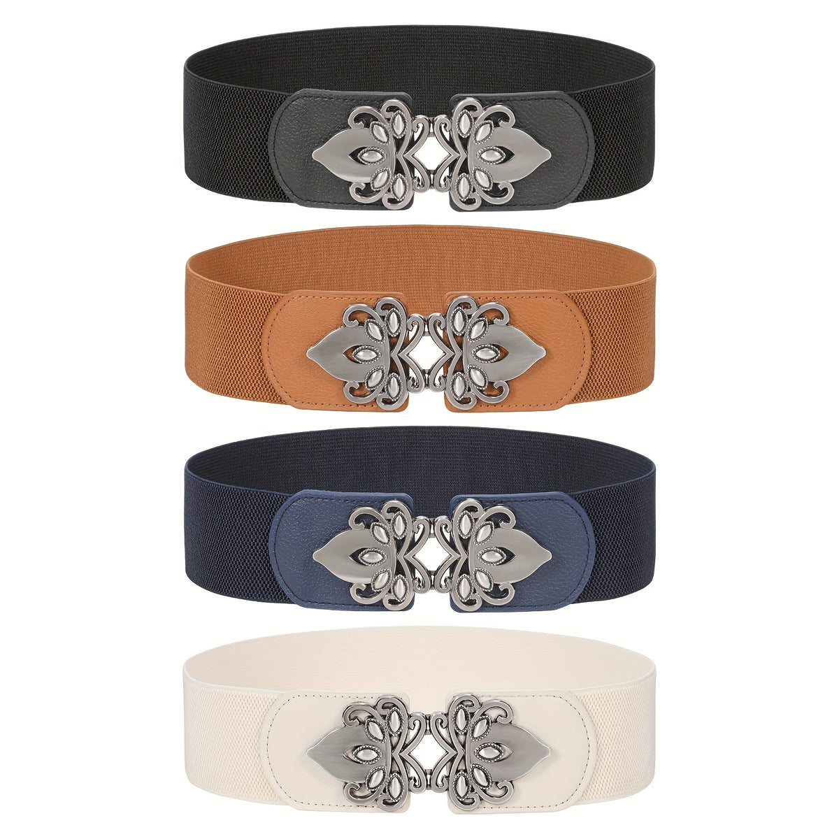 Women's Belt - Wide Elastic Waist 4 Pack Vintage Elastic Tie Waistband Corset Set Boho - product detail view 18